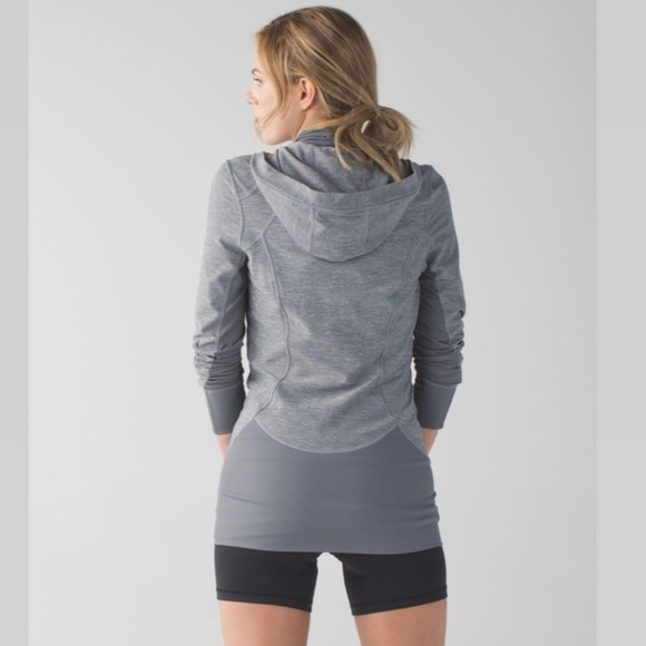Lululemon Daily Practice Hooded Jacket Heathered Slate Gray Long Line - Picture 1 of 15